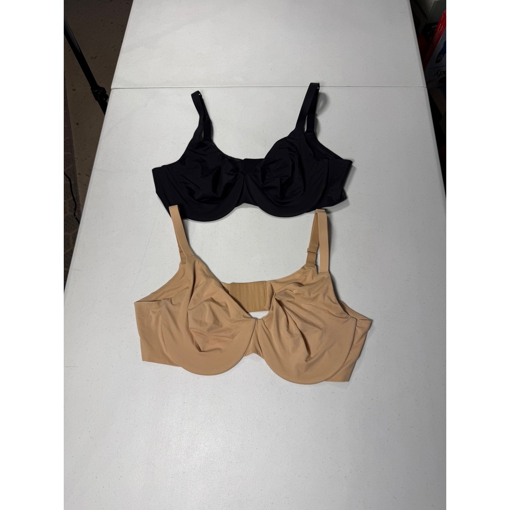 SKIMS Fits Everybody Unlined Underwire Bra 2 Pack black & beige 40C Bundle NWOT